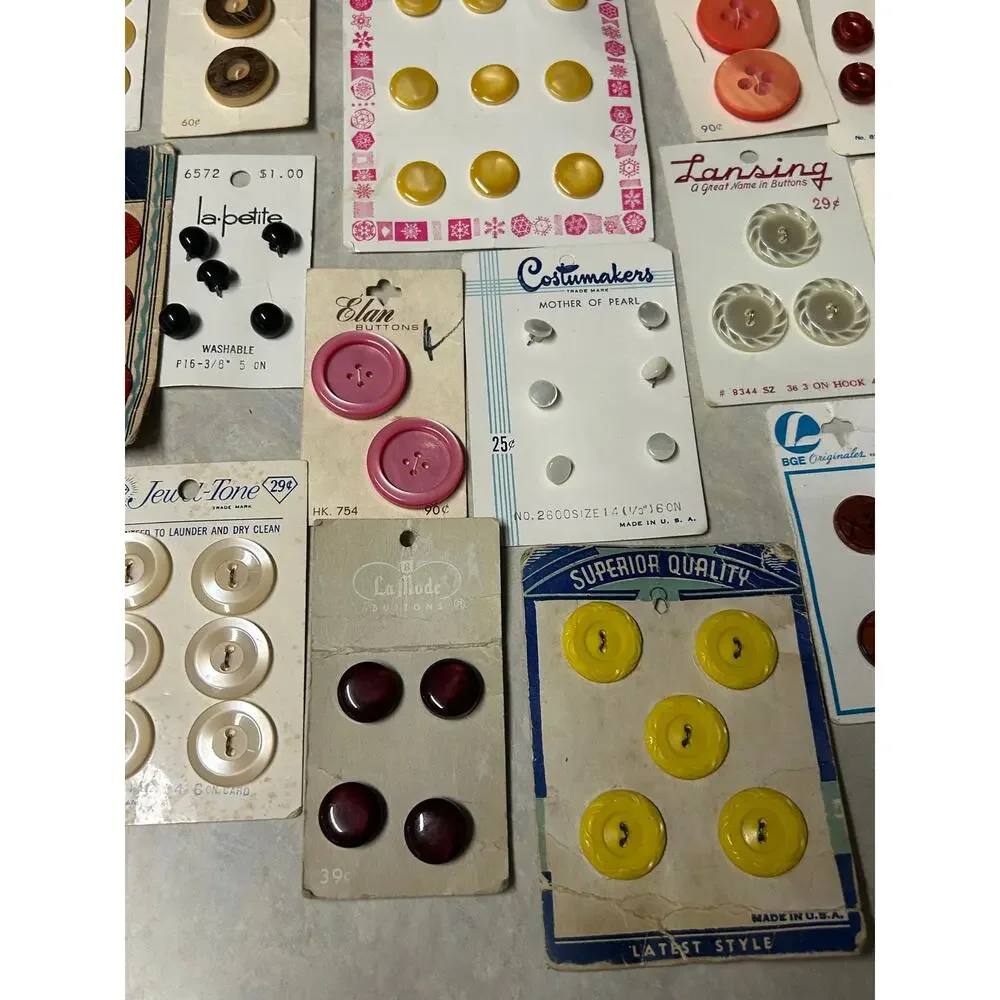 Vintage‎ Buttons Full Cards Assorted Shapes, Sizes, Styles and Brands NOS